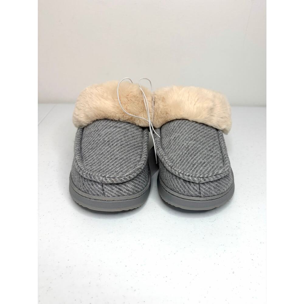 Dearfoams Memory Foam Total Comfort Slipper Women's Sz M 7-8 Gray Faux Fur - Picture 2 of 8